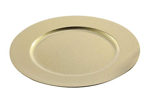 VARZI Weihnachtsteller Deko 33cm Glitter Gold von VARZI