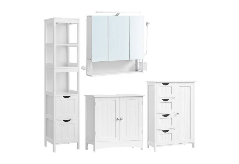 VASAGLE Badmöbel-Set Badezimmerschrank, (4er Set), 2 Badezimmerschränke, 1 Waschbeckenunterschrank, 1 Spiegelschrank VASAGLE Badmöbel-Set Badezimmerschrank, (4er Set), 2 Badezimmerschränke, 1 Waschbeckenunterschrank, 1 Spiegelschrank von VASAGLE