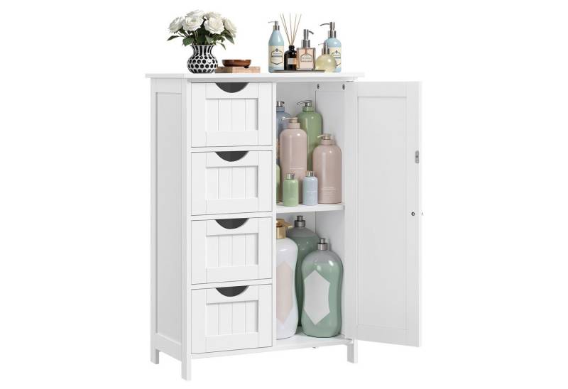 VASAGLE Badmöbel-Set Badezimmerschrank Badschrank Beistellschrank, mit 4 Schubladen, Schranktür, verstellbare Ablage von VASAGLE