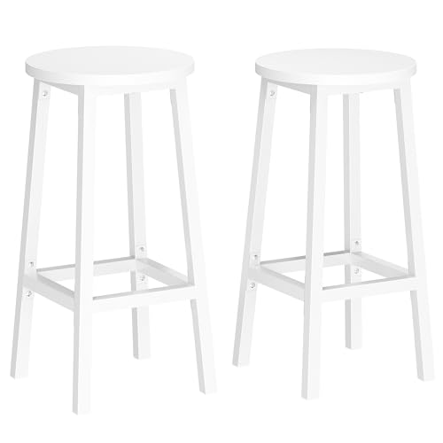 VASAGLE Barhocker, 2er Set, Barstühle, Küchenstühle mit Metallgestell, einfache Montage, 65 cm hoch, mit Fußstütze, für Küche, Wohnzimmer, Esszimmer, wolkenweiß LBC032WB01 von VASAGLE