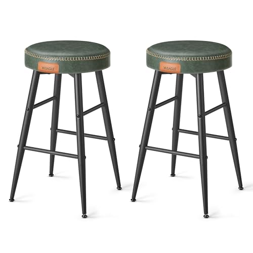 VASAGLE Barhocker, 2er Set Küche Frühstück Thekenhöhe Barstühle Essstuhl mit Fußstütze Olivgrün ULBC080C01 von VASAGLE