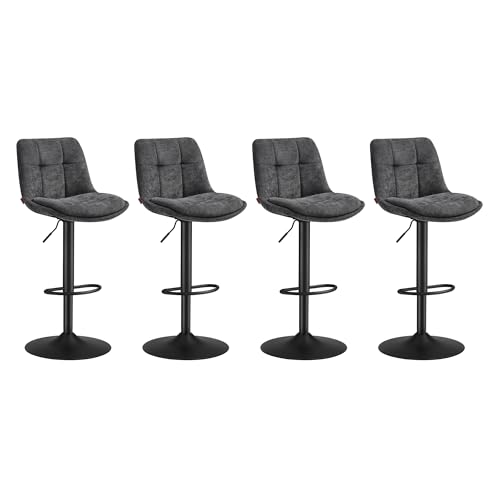 VASAGLE Barhocker 4er Set, Barstühle höhenverstellbar, drehbare Küchenhocker, mit Rückenlehne und Fußstütze, Esszimmer, Theke, Stahl, schiefergrau LJB495G02 VASAGLE Barhocker 4er Set, Barstühle höhenverstellbar, drehbare Küchenhocker, mit Rückenlehne und Fußstütze, Esszimmer, Theke, Stahl, schiefergrau LJB495G02 von VASAGLE