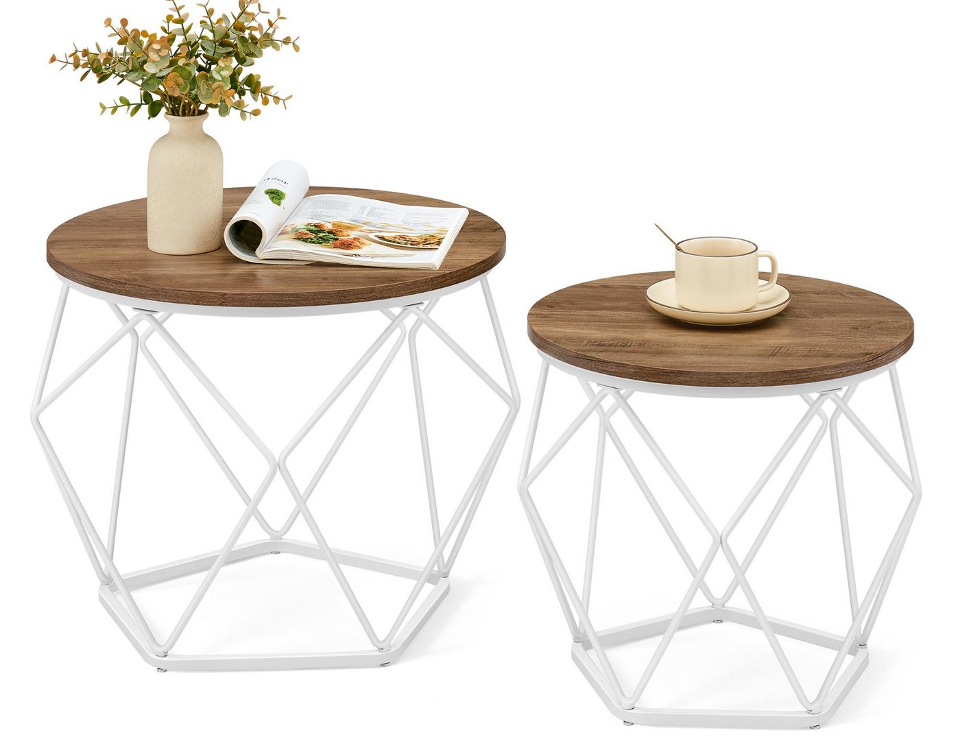 VASAGLE Couchtisch (2er Set), Beistelltisch, abnehmbare Tischplatte, Ø50x40cm+Ø40x36cm VASAGLE Couchtisch (2er Set), Beistelltisch, abnehmbare Tischplatte, Ø50x40cm+Ø40x36cm von VASAGLE