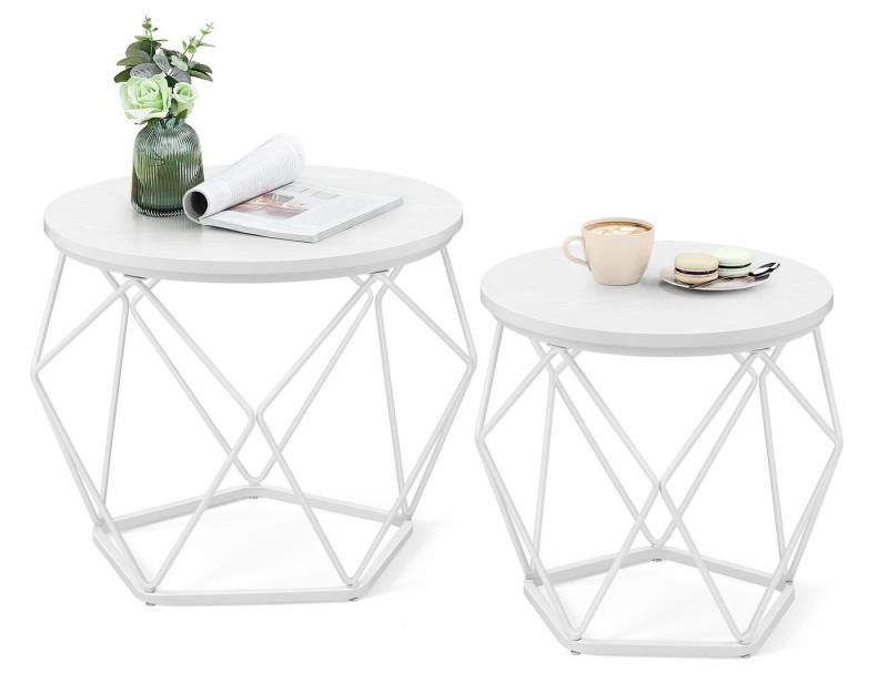 VASAGLE Couchtisch (2er Set), Beistelltisch, abnehmbare Tischplatte, Ø50x40cm+Ø40x36cm von VASAGLE