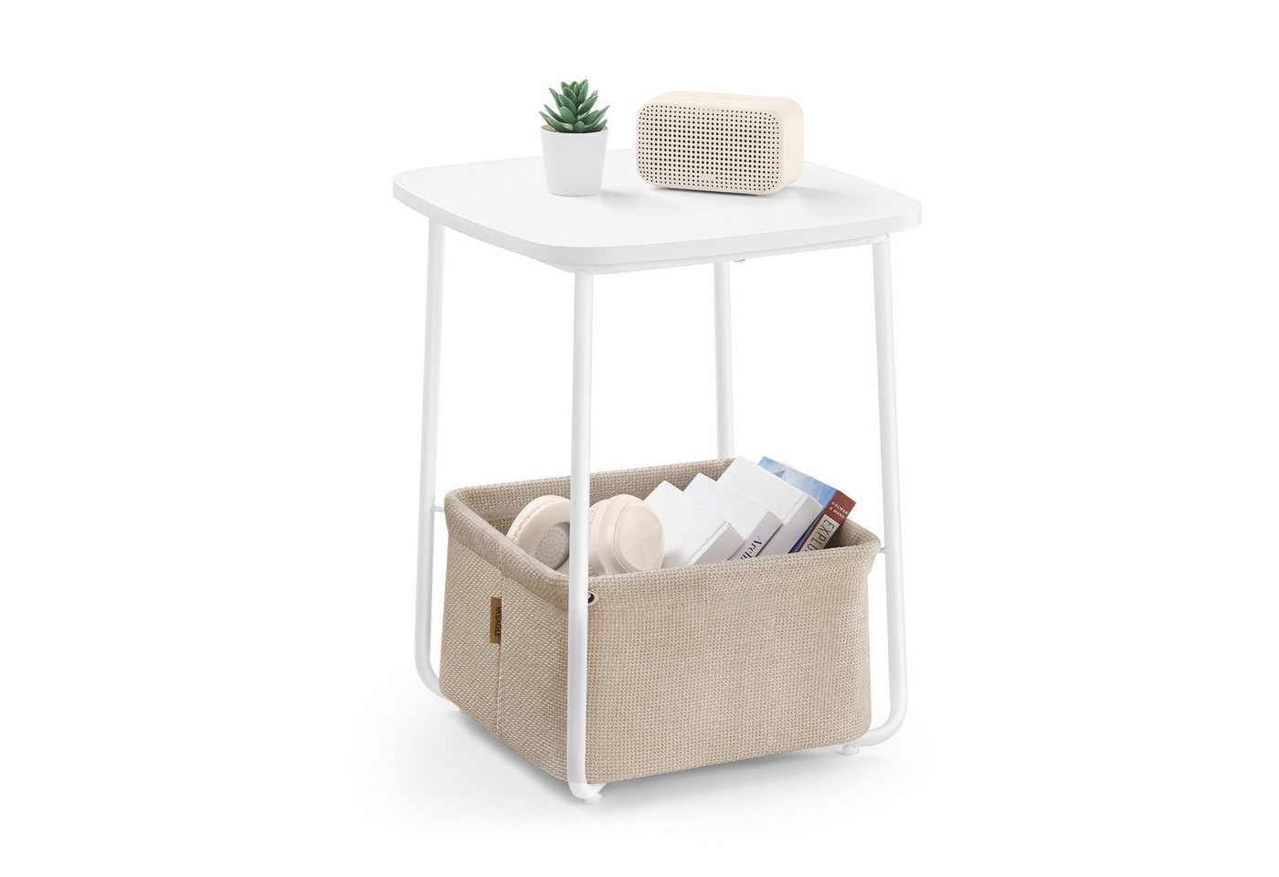 VASAGLE Beistelltisch, Wohnzimmertisch mit Korb aus Stoff, modern, 40 x 40 x 50 cm VASAGLE Beistelltisch, Wohnzimmertisch mit Korb aus Stoff, modern, 40 x 40 x 50 cm von VASAGLE
