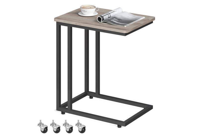 VASAGLE Beistelltisch (1-St), mit Rollen, C-Form, mobiler Kaffeetisch, 35 x 50 x 60 cm von VASAGLE