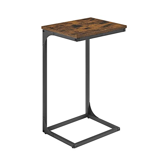 VASAGLE C-förmiger Beistelltisch, Nachttisch, Sofa Beistelltisch, mit Metallrahmen, industriell, für Wohnzimmer, Schlafzimmer, rustikales Braun und Schwarz LET353B01 von VASAGLE