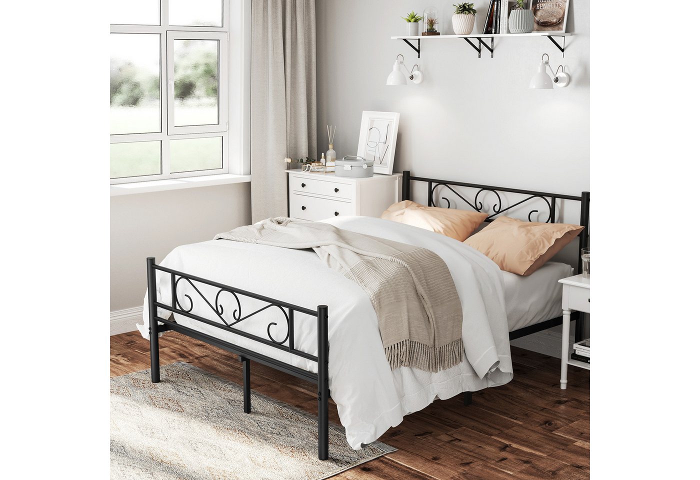 VASAGLE Bettgestell (1-tlg., 140 x 190 cm), aus Metall, Bettrahmen, hochtragfähig, in 5 Größen verfügbar von VASAGLE