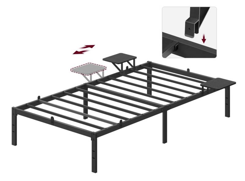 VASAGLE Bettgestell (90 x 200 cm), mit 2 Aufbewahrungsregalen, mehrere Größen verfügbar von VASAGLE