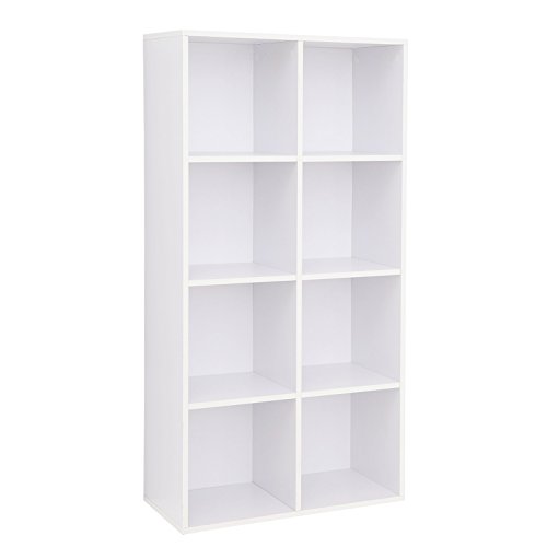 VASAGLE Bücherschrank, Bücherregal, mit 8 Fächern, Büroregal, Würfelregal, Standregal, für Wohnzimmer, Schlafzimmer, Büro, Kinderzimmer, weiß LBC24WT von VASAGLE