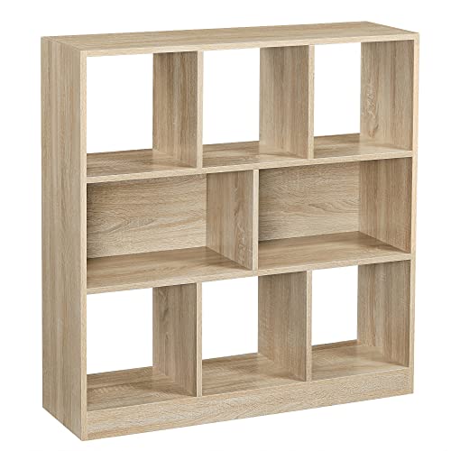 VASAGLE Bücherregal, Regal, Würfelregal, Standregal, 8 offene Fächer, horizontal, vertikal oder kopfüber verwendbar, 30 x 97,5 x 100 cm, für Wohnzimmer, Arbeitszimmer, Büro, eichenfarben LBC52NL von VASAGLE