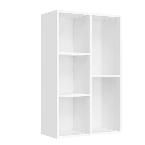 VASAGLE Bücherschrank, Bücherregal, mit 5 Fächern, Büroregal, Würfelregal, Standregal, für Wohnzimmer, Schlafzimmer, Büro, Kinderzimmer, weiß LBC25WT von VASAGLE