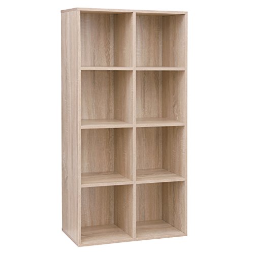 VASAGLE Bücherregal, Regal mit 8 Fächern, Bücherregal, Trennwand, Präsentation, für Wohnzimmer, Schlafzimmer, Büro, Kinderzimmer, Holzfarbe LBC24NL von VASAGLE