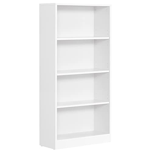 VASAGLE Bücherregal, mit 4 Ebenen, Standregal, Aufbewahrungsregal, für Wohnzimmer, Büro, Schlafzimmer, Arbeitszimmer, skandinavischer Stil, 24 x 60 x 121,5 cm, weiß LBC107T14 von VASAGLE