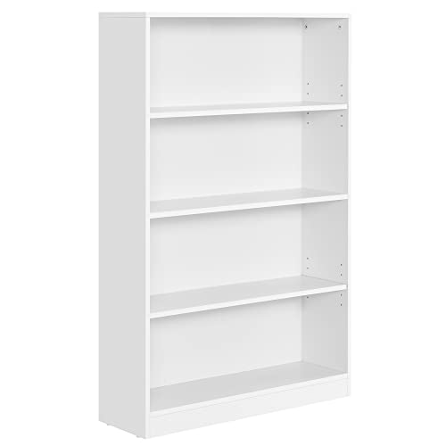 VASAGLE Bücherregal, mit 4 Ebenen, Standregal, Aufbewahrungsregal, für Wohnzimmer, Büro, Schlafzimmer, Arbeitszimmer, skandinavischer Stil, 24 x 80 x 121,5 cm, weiß LBC108T14 von VASAGLE