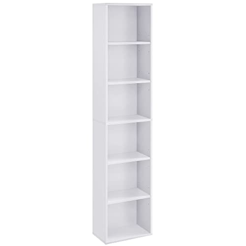 VASAGLE Bücherregal, mit 6 Ebenen, Standregal, Aufbewahrungsregal, für Wohnzimmer, Büro, Schlafzimmer, Arbeitszimmer, skandinavischer Stil, 24 x 40 x 178,5 cm, weiß LBC167T14 von VASAGLE