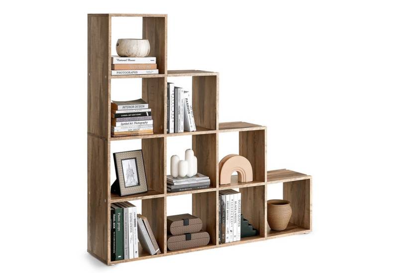 VASAGLE Bücherregal, Raumteiler, Würfelregal, viel Stauraum, Stufenregal von VASAGLE