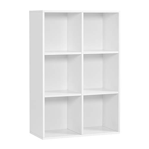 VASAGLE Bücherschrank, Bücherregal, mit 6 Fächern, Büroregal, Würfelregal, Standregal, für Wohnzimmer, Schlafzimmer, Büro, Kinderzimmer, weiß LBC203D von VASAGLE