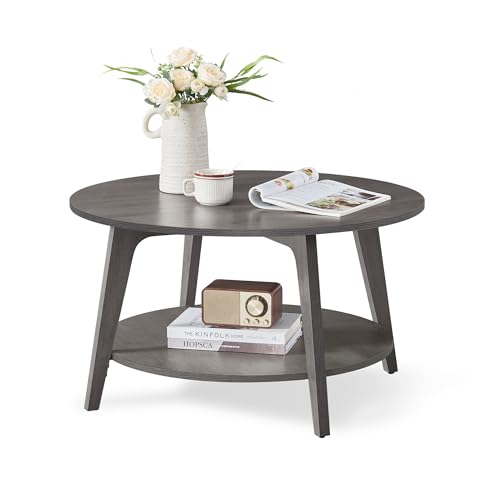VASAGLE Couchtisch rund, Wohnzimmertisch 2 Ebenen, Kaffeetisch für Wohnzimmer, 80 cm d, 45 cm H, einfach zu montieren, nebelgrau LCT243G68 VASAGLE Couchtisch rund, Wohnzimmertisch 2 Ebenen, Kaffeetisch für Wohnzimmer, 80 cm d, 45 cm H, einfach zu montieren, nebelgrau LCT243G68 von VASAGLE
