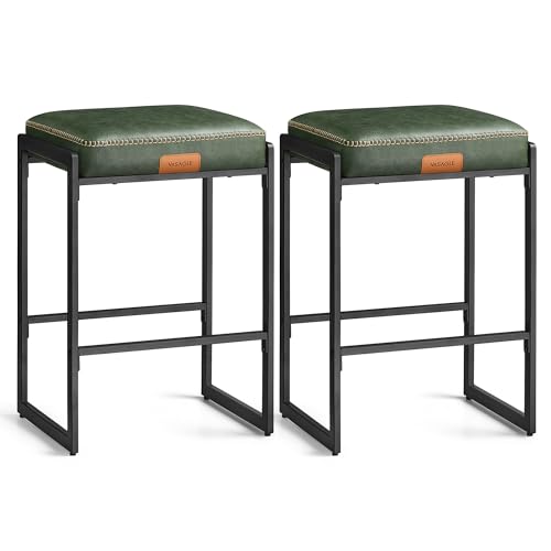 VASAGLE EKHO Kollektion - Barhocker 2er Set, Barstuhl, Küchenstuhl, Kunstleder mit Nähten, Mid-Century-Modern-Stil, 66 cm hoch, Hausbar, Esszimmer, einfacher Aufbau, waldgrün LBC086C01 VASAGLE EKHO Kollektion - Barhocker 2er Set, Barstuhl, Küchenstuhl, Kunstleder mit Nähten, Mid-Century-Modern-Stil, 66 cm hoch, Hausbar, Esszimmer, einfacher Aufbau, waldgrün LBC086C01 von VASAGLE