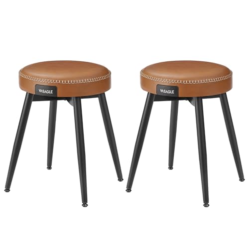 VASAGLE EKHO Kollektion - Esszimmerstühle, 2er Set, Küchenstühle, Kunstleder, Mid-Century-Modern-Stil, 48,2 cm hoch, einfacher Aufbau, Schlafzimmer, karamellbraun LDC170K02 von VASAGLE