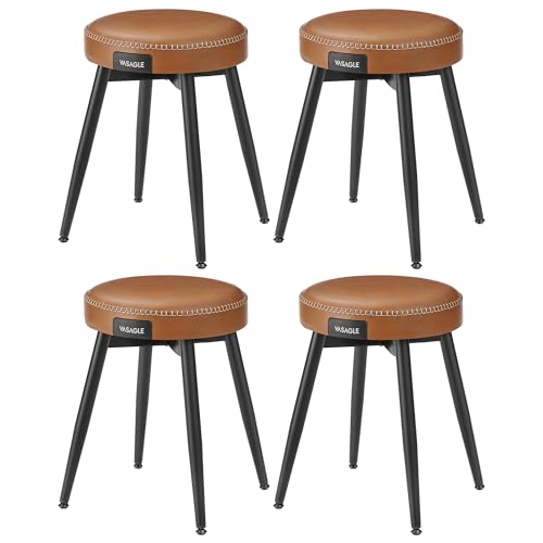VASAGLE EKHO Kollektion - Esszimmerstühle, 4er Set, Küchenstühle, Kunstleder, Mid-Century-Modern-Stil, 48,2 cm hoch, einfacher Aufbau, Schlafzimmer, karamellbraun LDC171S01 von VASAGLE