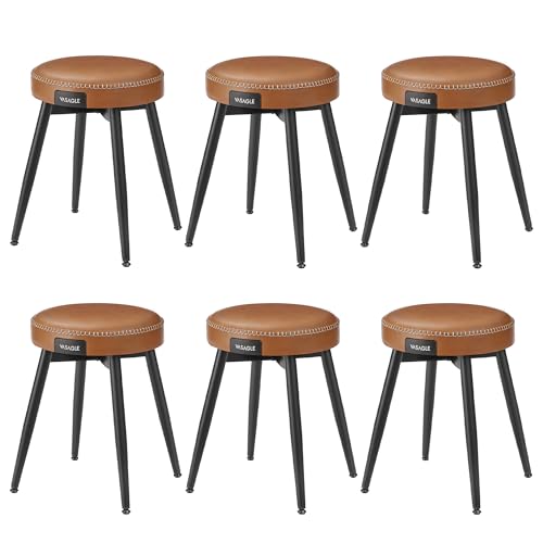 VASAGLE EKHO Kollektion - Esszimmerstühle, 6er Set, Küchenstühle, Kunstleder, Mid-Century-Modern-Stil, 48,2 cm hoch, einfacher Aufbau, Schlafzimmer, karamellbraun LDC171S02 von VASAGLE