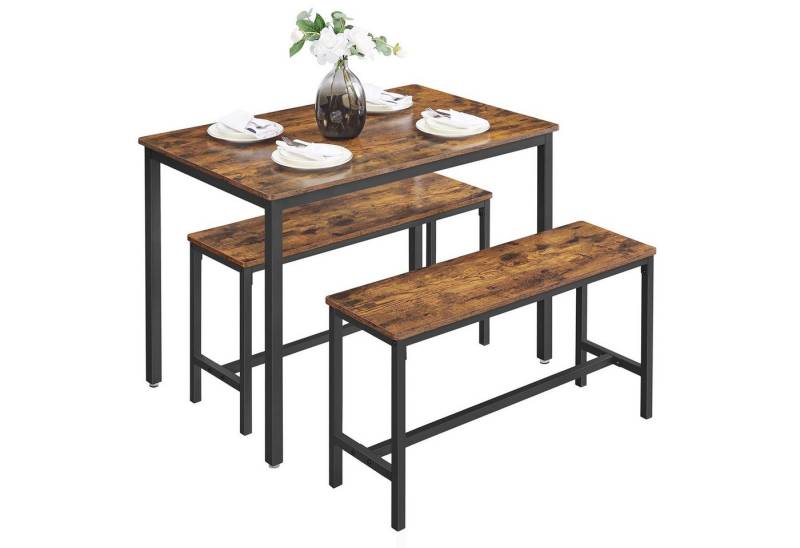 VASAGLE Essgruppe, (Set, 3-tlg), Küchentisch 70 x 110 x 75 cm, 2 Bänke je 30 x 97 x 50 cm von VASAGLE