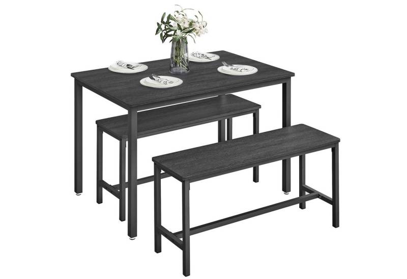 VASAGLE Essgruppe, (Set, 3-tlg), Küchentisch 70 x 110 x 75 cm, 2 Bänke je 30 x 97 x 50 cm von VASAGLE
