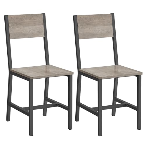 VASAGLE Esszimmerstühle, Küchenstühle, 2er Set, Metallrahmen, für Esszimmer, Wohnzimmer, Küche, Greige meliert-mattgrau LDC092G01 von VASAGLE