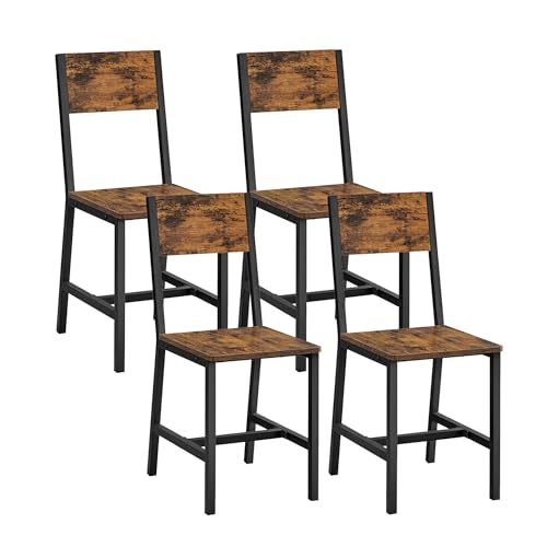 VASAGLE Esszimmerstühle, Küchenstühle, 4er Set, Metallrahmen, für Esszimmer, Wohnzimmer, Küche, vintagebraun-tintenschwarz LDC093K02 von VASAGLE