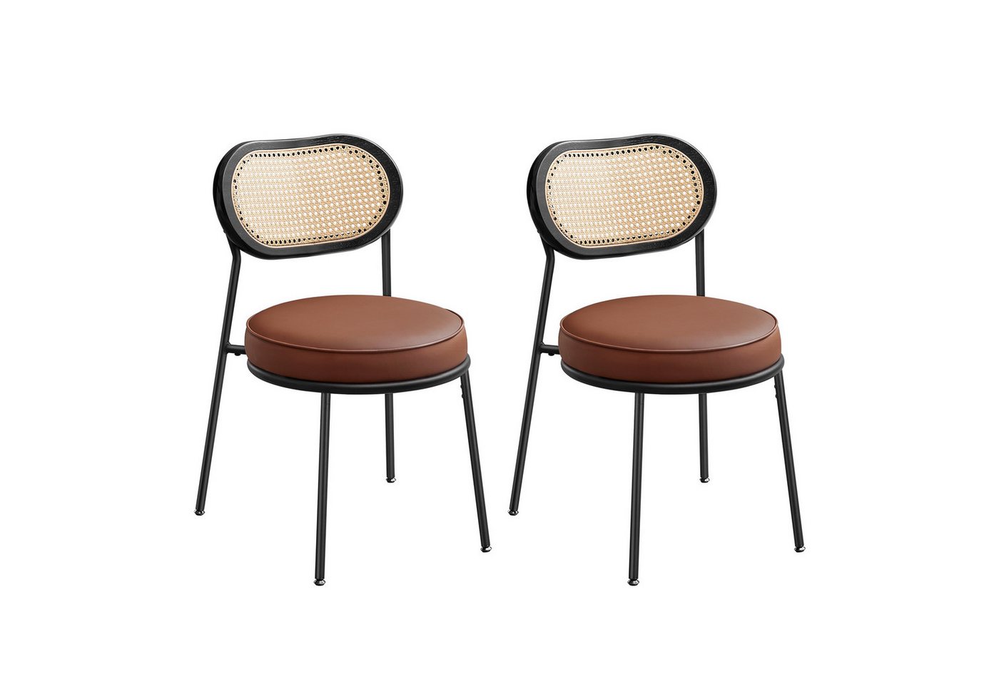 VASAGLE Esszimmerstuhl (2 St), Küchenstuhl, Boho-Stil, mit Rückenlehne von VASAGLE