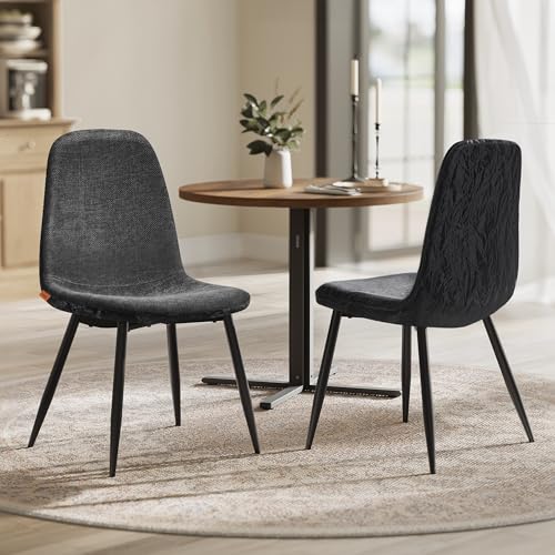 VASAGLE Esszimmerstuhl 2er Set, Küchenstuhl, Polsterstuhl, Metallbeine, verstellbare Füße, pflegeleicht, Chenille-Gewebe, PU mit von Gletschern inspiriertem Muster, schiefergrau KDC187G01 von VASAGLE