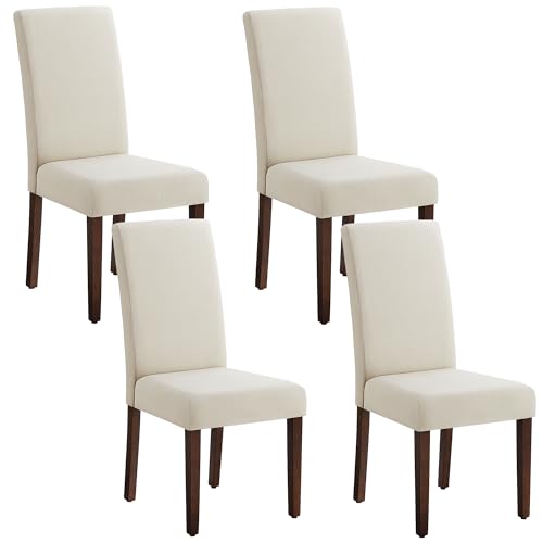 VASAGLE Esszimmerstuhl 4er Set, Küchenstuhl, Parsons-Stuhl, hohe Rückenlehne, für Esszimmer und Küche, Dickes Sitzkissen, 58 x 48 x 99 cm, cremeweiß KDC158W01-2J von VASAGLE
