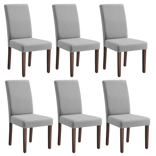 VASAGLE Esszimmerstuhl 6er Set, Küchenstuhl, Parsons-Stuhl, hohe Rückenlehne, für Esszimmer und Küche, Dickes Sitzkissen, 58 x 48 x 99 cm, Taubengrau KDC158G01-3J von VASAGLE