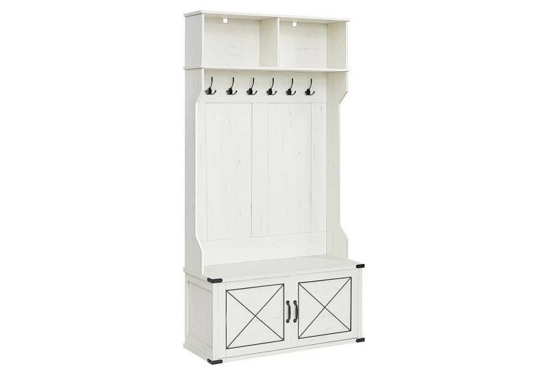 VASAGLE Garderobenständer Garderobe, Garderobenständer mit Schuhbank, Schuhschrank, 6 Dreifach-Haken von VASAGLE