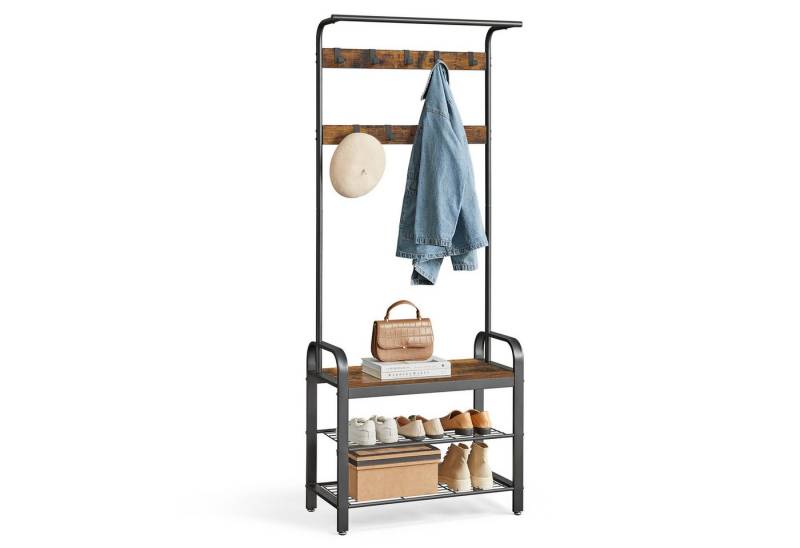 VASAGLE Garderobenständer Garderobe, mit Sitzfläche, 2 Gitterablagen von VASAGLE