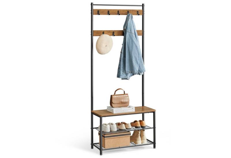 VASAGLE Garderobenständer Garderobe, mit Sitzfläche, 3 Ablagen von VASAGLE