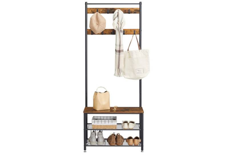 VASAGLE Garderobenständer Garderobe, mit Sitzfläche, 3 Ablagen von VASAGLE