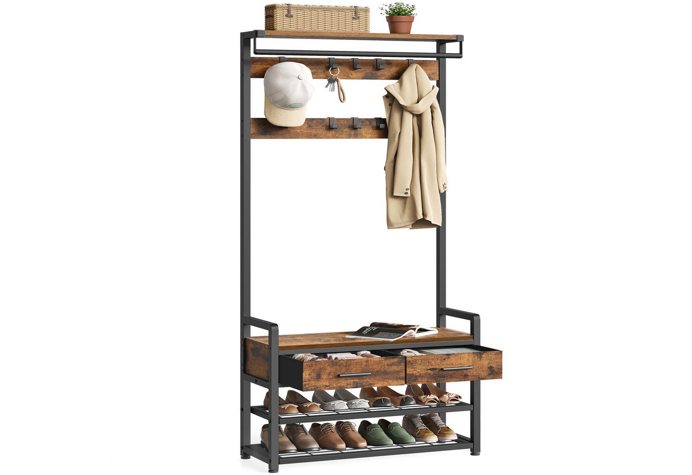 VASAGLE Garderobenständer, Trennbares Design, Garderobenständer mit Schuhbank VASAGLE Garderobenständer, Trennbares Design, Garderobenständer mit Schuhbank von VASAGLE