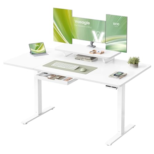 VASAGLE Höhenverstellbarer Schreibtisch, 140 x 70 cm, flexibel montierbarer Monitorständer, Schublade, USB-C-Anschluss, Erinnerung bei langem Sitzen, für Büro, wolkenweiß LSD154WB01 VASAGLE Höhenverstellbarer Schreibtisch, 140 x 70 cm, flexibel montierbarer Monitorständer, Schublade, USB-C-Anschluss, Erinnerung bei langem Sitzen, für Büro, wolkenweiß LSD154WB01 von VASAGLE