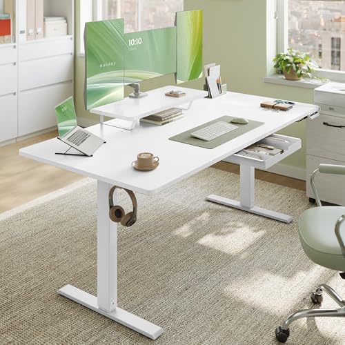 VASAGLE Höhenverstellbarer Schreibtisch, 160 x 80 cm, flexibel montierbarer Monitorständer, Schublade, USB-C-Anschluss, Erinnerung bei langem Sitzen, für Büro, wolkenweiß LSD156WB01 VASAGLE Höhenverstellbarer Schreibtisch, 160 x 80 cm, flexibel montierbarer Monitorständer, Schublade, USB-C-Anschluss, Erinnerung bei langem Sitzen, für Büro, wolkenweiß LSD156WB01 von VASAGLE