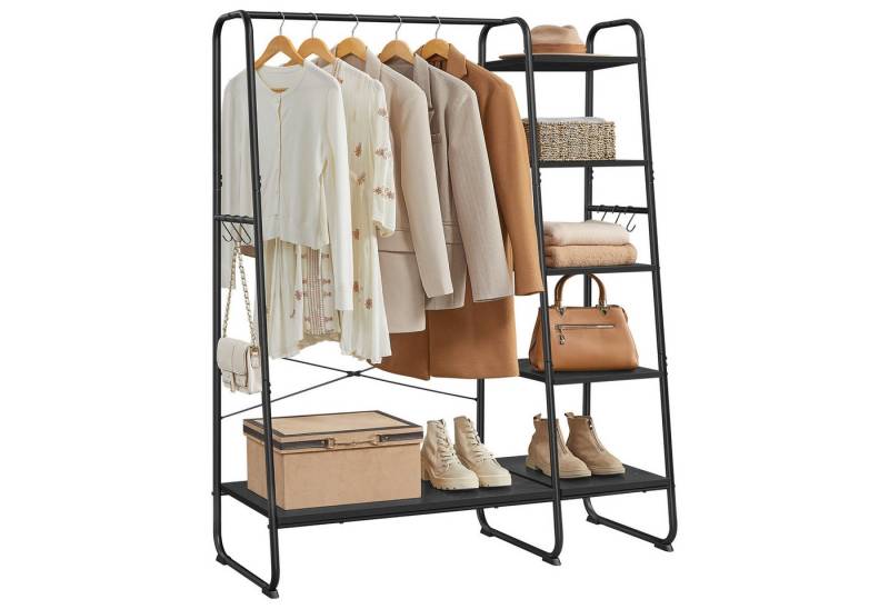 VASAGLE Kleiderständer, mit Kleiderstange, Schuhablage, 6 abnehmbare Haken von VASAGLE