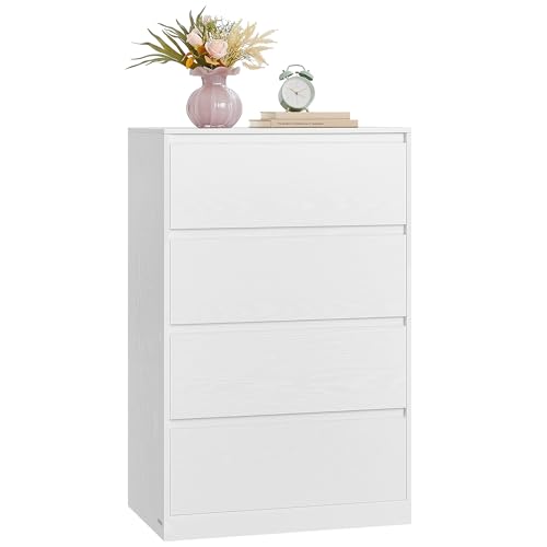 VASAGLE Kommode mit 4 Schubladen, Komodenschrank, Schubladenschrank, Wäschekommode, für Schlafzimmer, 40 x 60 x 97,4 cm, Modern Kailyn Kollektion, schneeweiß LTS614WE02 VASAGLE Kommode mit 4 Schubladen, Komodenschrank, Schubladenschrank, Wäschekommode, für Schlafzimmer, 40 x 60 x 97,4 cm, Modern Kailyn Kollektion, schneeweiß LTS614WE02 von VASAGLE