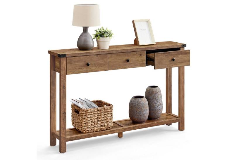 VASAGLE Konsolentisch, Beistelltisch, schmaler Sofatisch, mit 3 Schubladen und einer Ablage von VASAGLE