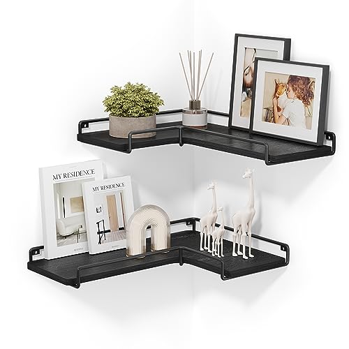 VASAGLE L-förmiges Eckregal, 2er Set, Wandregal, Industrie-Design, für Wohnzimmer, Schlafzimmer, Küche, schwarz LLS831B22 von VASAGLE