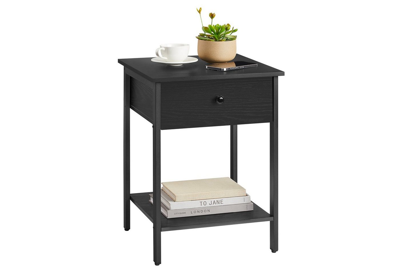 VASAGLE Nachttisch (1-St), Beistelltisch mit Schublade und Ablage, einfacher Aufbau von VASAGLE