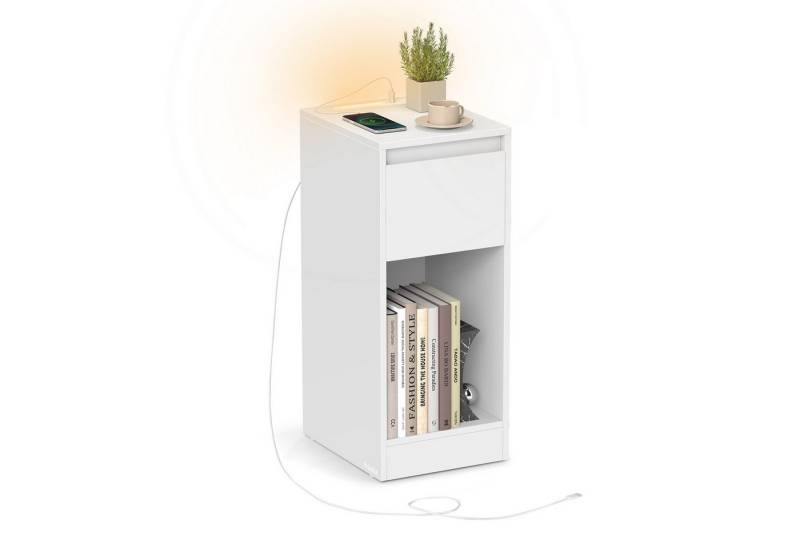 VASAGLE Nachttisch (1-St), schmal Beistelltisch, Nachtschrank mit LED-Beleuchtung,Touch-Steuerung von VASAGLE
