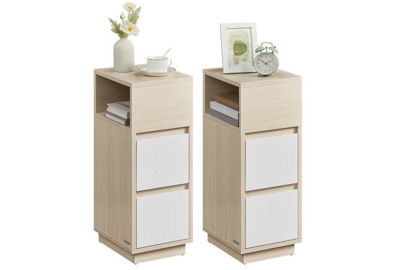 VASAGLE Nachttisch (2-St), 1er Set/2er Set, schmal, Beistelltisch mit 2 Schubladen, offenes Fach von VASAGLE