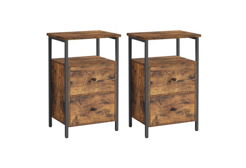 VASAGLE Nachttisch (2-St), mit 2 Schubladen, Industrie-Design, 38 x 28 x 60cm von VASAGLE